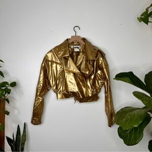 Vintage contempo casuals gold vinyl jacket